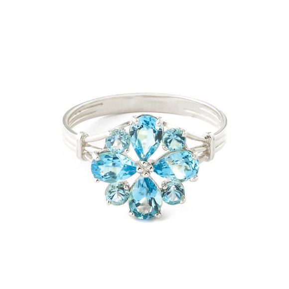 14K. SOLID GOLD RING WITH NATURAL BLUE TOPAZ - Picture 2 of 8